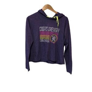 Anvil Coors Brewery Colorado Size Extra Large (XL) Purple Crop Hoodie